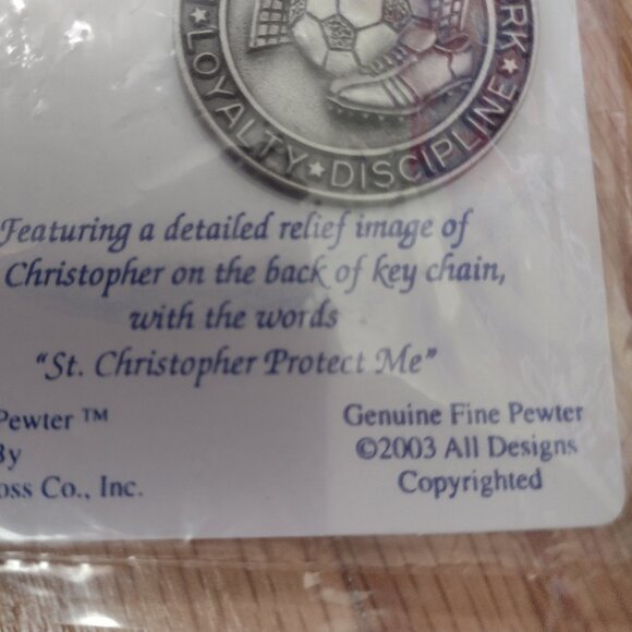 New with Tags Solid Pewter St. Christopher Soccer Medal NWT Geniune Fine Pewter - Picture 5 of 9